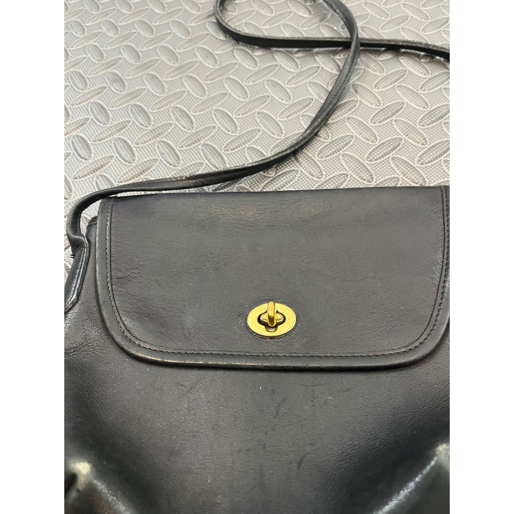 Coach Crossbody Bag Womens OS Black Vintage Leather Turnlock Made in USA - Picture 2 of 12